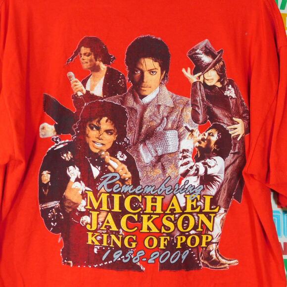 Michael Jackson King Of Pop Memorial T Shirt Size L Red Double Sided Graphic - Picture 5 of 5